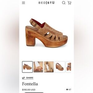 BED/STU Fontella Tan Rustic New with Tags Sling Back Heel Platform Sandal